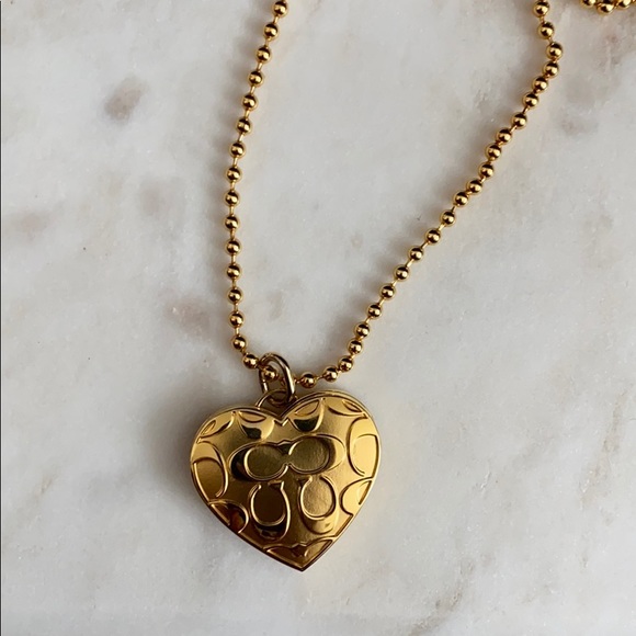 Coach gold heart necklace with locket - Picture 2 of 4